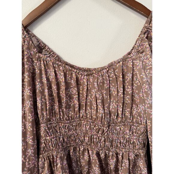 Roses Are Blue Peasant Dress Smocked Size M Long Sleeve Floral Mini Boho New - Picture 4 of 11